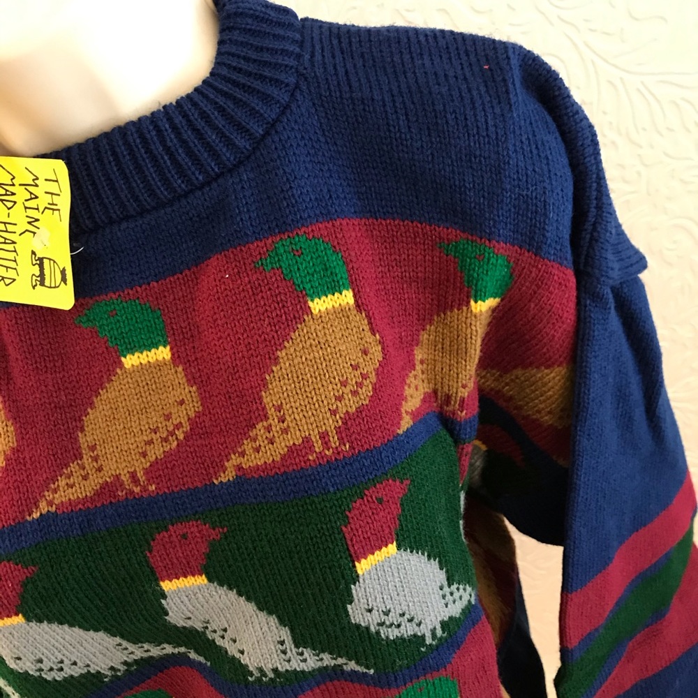 NEW Sweater Ski Chunky Oversize Birds Ducks